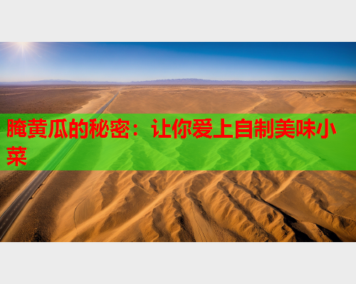 腌黄瓜的秘密：让你爱上自制美味小菜